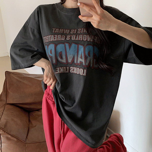 [남녀공용,오버핏,통통,55-66] 그랜 피그먼트 박시핏 반팔 티셔츠 - t [무료배송]