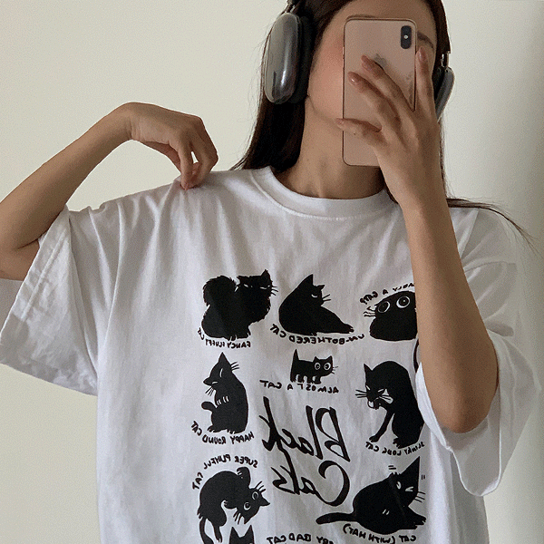 고양이 박시핏 반팔 티셔츠 - t [무료배송]